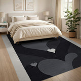 Layered Hearts Black White Abstract Area Rug