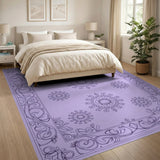 Purple Ornate Purple Floral Mandala Area Rug