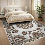 Intricate Brown Floral Mandala Rug