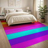 Stripe Multi-color and Patterns Vibrant Multi-Color Horizontal Stripe Area Rug