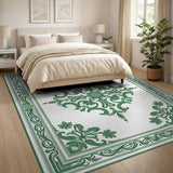 Floral Vintage Elegant Green Floral Medallion Area Rug