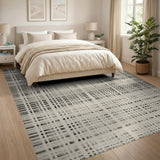 Distressed Vintage Black and White Distressed Black White Grid Area Rug