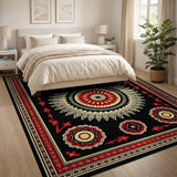 Red Black Persian Medallion Area Rug