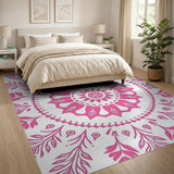 Pink Mandala Floral Pink Area Rug
