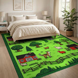 Whimsical Farmyard Cartoon Area Rug