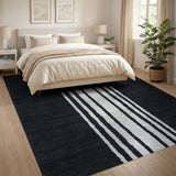 Distressed Vintage Black and White Distressed Black White Vertical Stripe Area Rug