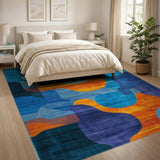 Abstract Teal Blue Orange Modern Area Rug