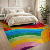 Vibrant Rainbow Circle Multi-Color Area Rug