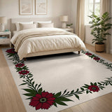 Red Red Floral Border Area Rug
