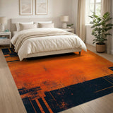 Distressed Orange Geometric Area Rug