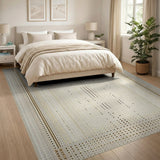 Beige Geometric Dot Grid Area Rug