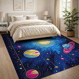 Vibrant Cosmic Galaxy Planets Area Rug