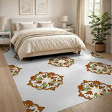 Brown Floral Medallion Persian Rug