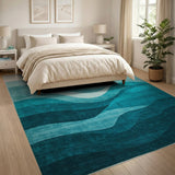 Cascading Teal Waves Area Rug