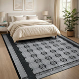 Geometric Modern Black White Geometric Diamond Lattice Rug
