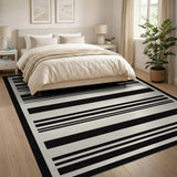 Bold Horizontal Stripe Bold Black White Horizontal Stripe Area Rug