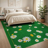 Daisy Meadow Green Area Rug