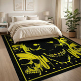Dripping Yellow Skulls Black Area Rug
