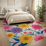 Vibrant Multi-Color Dahlia Floral Area Rug