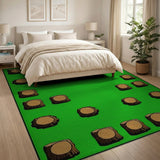 Whimsical Cartoon Tree Stump Meadow Area Rug