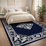 Navy Ornate Medallion Persian Rug