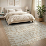 Modern Geometric Lattice Beige Area Rug
