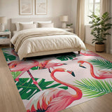 Pink Flamingo Monstera Area Rug