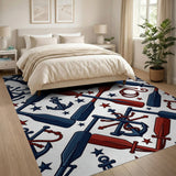 Nautical Navy Anchors Oars Coastal Rug