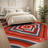 Bold Red Pink Geometric Diamond Area Rug