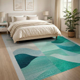 Blue and Teal Abstract Area Abstract Teal Wave Area Rug