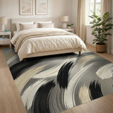 Abstract Brushstroke Area Rug in Neutral Tones