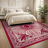 Red Lotus Medallion Persian Area Rug