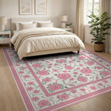 Peony Pink Peony Floral Vintage Area Rug