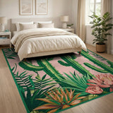 Vibrant Pink Cactus Garden Area Rug