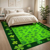 Vibrant Shamrock Clover Green Area Rug