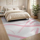 Pink Camellia Brushstroke Abstract Rug