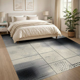 Abstract Halftone Black White Geometric Area Rug