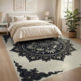 Black and White Ornate Black Mandala Persian Rug
