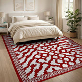 Red Intricate Lattice Area Rug