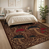 ODIKA Celestial Mushroom Washable Area Rug - Vintage Non-Slip Low Pile Rug for Living Room Bedroom