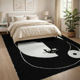 Yin Yang Cats Area Rug - Black White