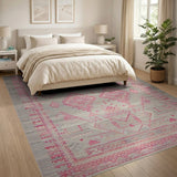 Pink Pink Grey Southwestern Geometric Area Rug