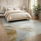 Gold Veined Marble Abstract Area Rug