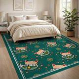 Cute Cartoon Fox Fish Pattern Area Rug