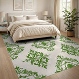 Green Floral Vintage Elegant Green Damask Floral Area Rug