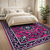 Traditional Persian Vibrant Pink Ornate Floral Medallion Rug