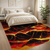 Retro Pixel Volcano Lava Flow Area Rug