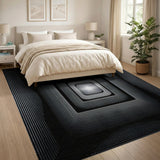 Black White Optical Illusion Geometric Rug