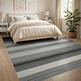 Geometric Modern Black White Striped Area Rug