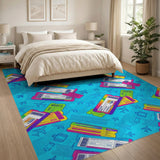 Colorful Airplane Tickets Kids Area Rug